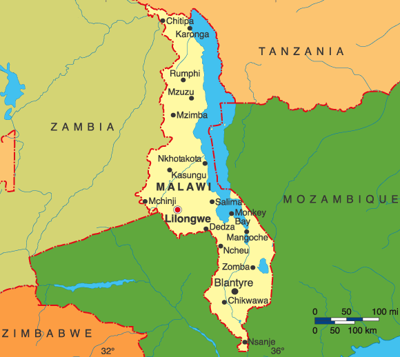 malawi villes carte